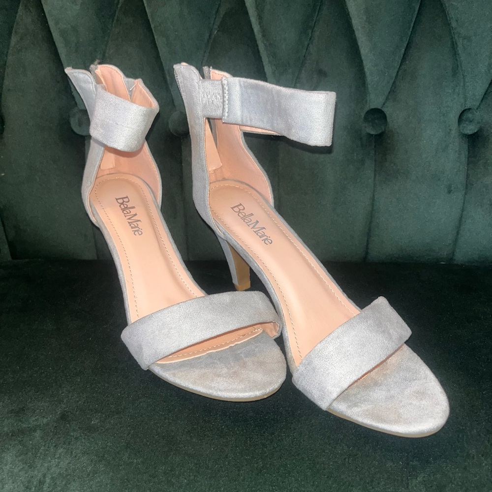 Bella Marie Silver Ankle Strap Heels